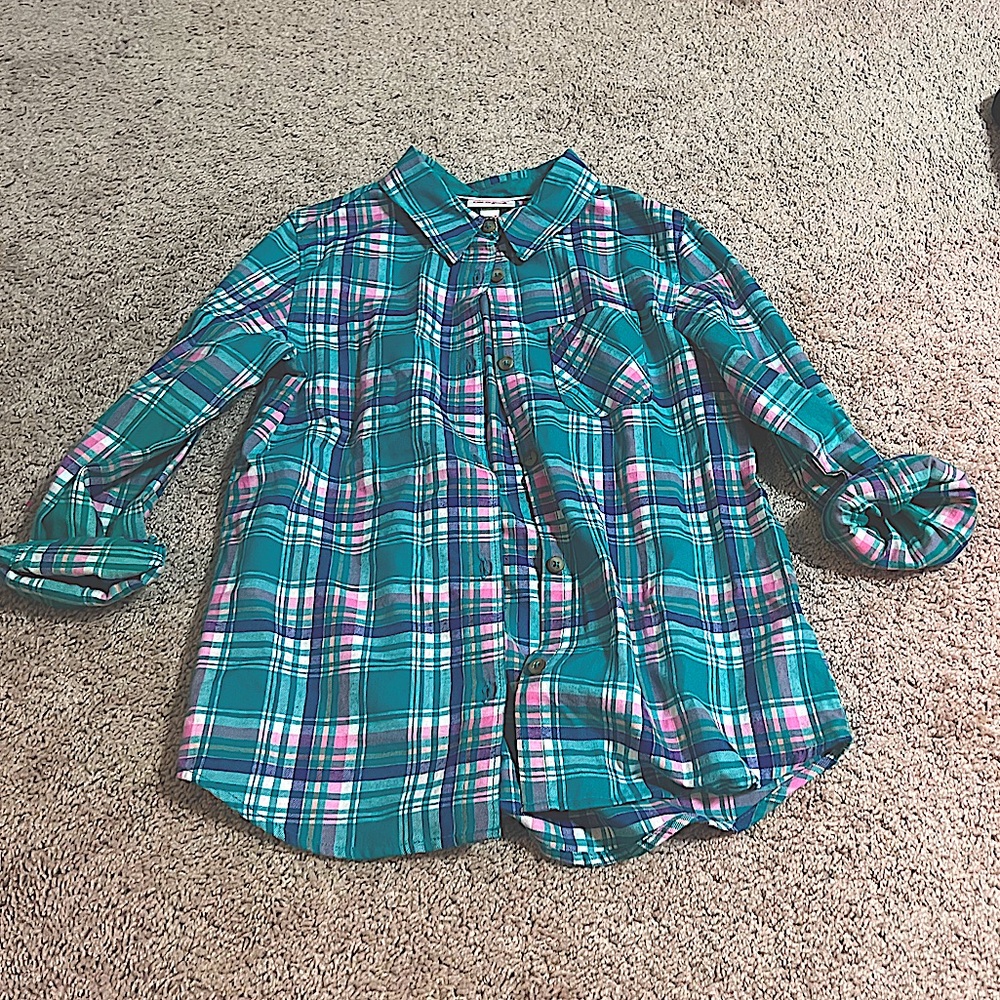 Plaid Button Up Jacket For Kids